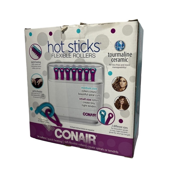 Conair Hot Sticks Rollers Curlers Flexible Rubber Hairsetter 14 Pageant HS18WR - Picture 8 of 12